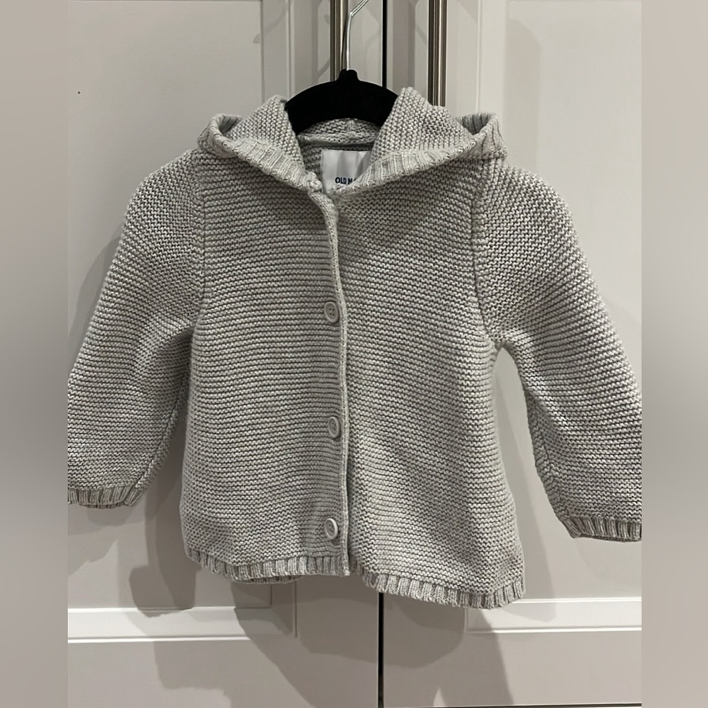 4/$20 OLD NAVY 6-12 Months Knit Grey Sweater With Hood
